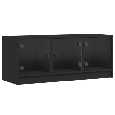 vidaXL Έπιπλο Τηλεόρασης Μαύρο 102x37x42cm με Γυάλινες Πόρτες