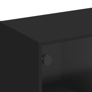 vidaXL Έπιπλο Τηλεόρασης Μαύρο 102x37x42cm με Γυάλινες Πόρτες