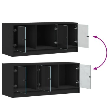 vidaXL Έπιπλο Τηλεόρασης Μαύρο 102x37x42cm με Γυάλινες Πόρτες