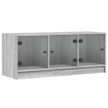 vidaXL Έπιπλο Τηλεόρασης Sonoma Γκρι 102x37x42cm με Γυάλινες Πόρτες