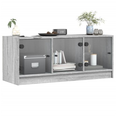 vidaXL Έπιπλο Τηλεόρασης Sonoma Γκρι 102x37x42cm με Γυάλινες Πόρτες