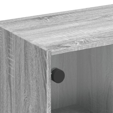 vidaXL Έπιπλο Τηλεόρασης Sonoma Γκρι 102x37x42cm με Γυάλινες Πόρτες