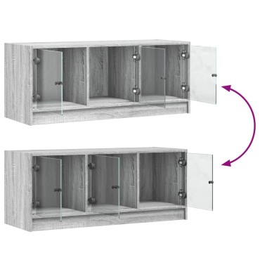 vidaXL Έπιπλο Τηλεόρασης Sonoma Γκρι 102x37x42cm με Γυάλινες Πόρτες