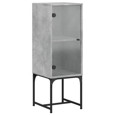 vidaXL Βοηθητικό Ντουλάπι Γκρι Σκυροδ. 35x37x100cm Γυάλινες Πόρτες 1 τεμ.
