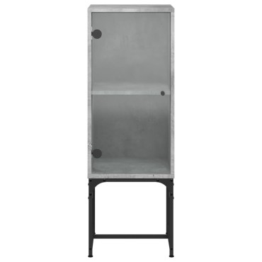 vidaXL Βοηθητικό Ντουλάπι Γκρι Σκυροδ. 35x37x100cm Γυάλινες Πόρτες 1 τεμ.