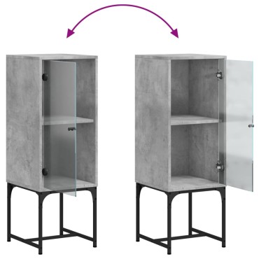 vidaXL Βοηθητικό Ντουλάπι Γκρι Σκυροδ. 35x37x100cm Γυάλινες Πόρτες 1 τεμ.