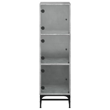 vidaXL Ντουλάπι Γκρι Σκυροδέματος 35x37x120cm με Γυάλινες Πόρτες 1 τεμ.