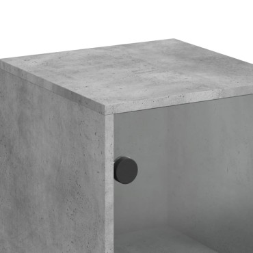 vidaXL Ντουλάπι Γκρι Σκυροδέματος 35x37x120cm με Γυάλινες Πόρτες 1 τεμ.