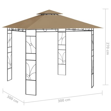 vidaXL Κιόσκι Taupe 3 x 3 x 2,7 μ. 160 γρ./μ²