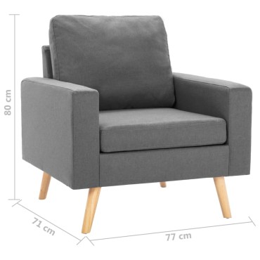 vidaXL Πολυθρόνα Ανοιχτό Γκρι Υφασμάτινη 77x71x80cm 1 τεμ.