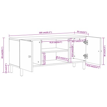 vidaXL Έπιπλο Τηλεόρασης 105x33x46cm από Μασίφ Ξύλο Ακακίας