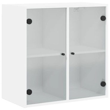 vidaXL Ντουλάπι Τοίχου Λευκό 68x37x68,5cm με Γυάλινες Πόρτες 1 τεμ.