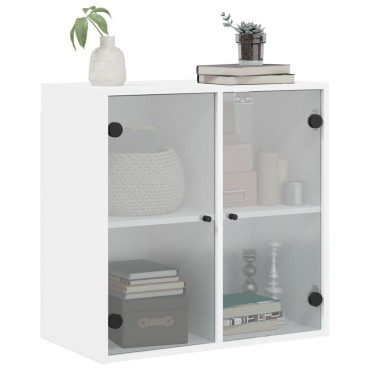 vidaXL Ντουλάπι Τοίχου Λευκό 68x37x68,5cm με Γυάλινες Πόρτες 1 τεμ.