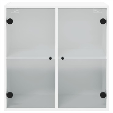 vidaXL Ντουλάπι Τοίχου Λευκό 68x37x68,5cm με Γυάλινες Πόρτες 1 τεμ.