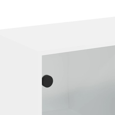 vidaXL Ντουλάπι Τοίχου Λευκό 68x37x68,5cm με Γυάλινες Πόρτες 1 τεμ.
