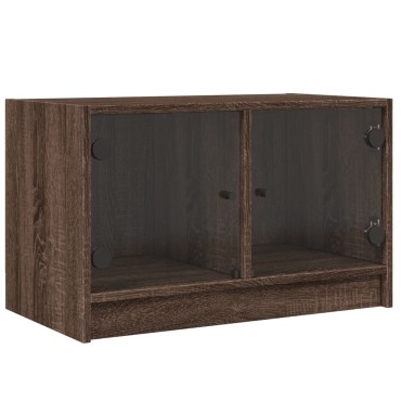 vidaXL Βοηθητικό Ντουλάπι Καφέ Δρυς 68x37x42cm Γυάλινες Πόρτες