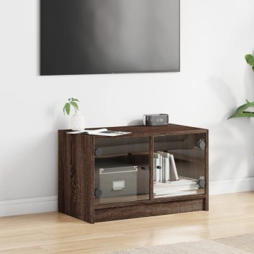 vidaXL Βοηθητικό Ντουλάπι Καφέ Δρυς 68x37x42cm Γυάλινες Πόρτες