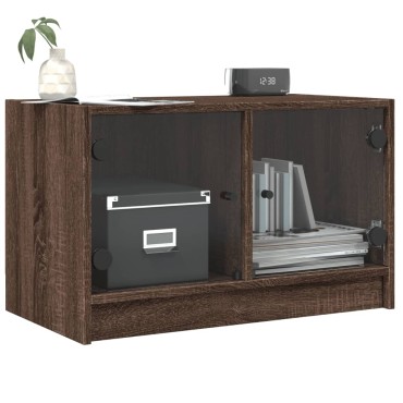 vidaXL Βοηθητικό Ντουλάπι Καφέ Δρυς 68x37x42cm Γυάλινες Πόρτες