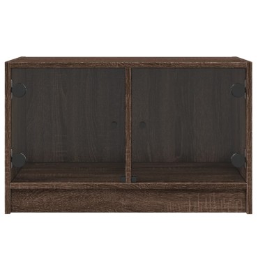 vidaXL Βοηθητικό Ντουλάπι Καφέ Δρυς 68x37x42cm Γυάλινες Πόρτες