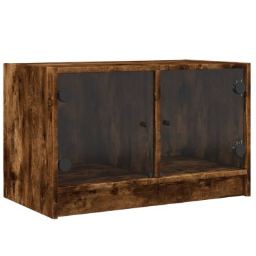 vidaXL Βοηθητικό Ντουλάπι Καπνιστή Δρυς 68x37x42cm Γυάλινες Πόρτες