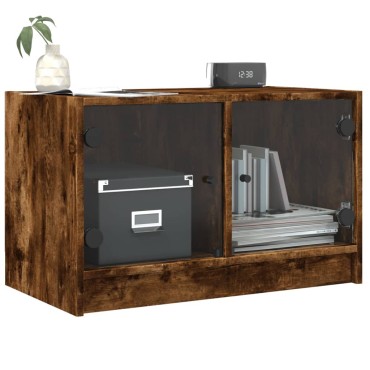 vidaXL Βοηθητικό Ντουλάπι Καπνιστή Δρυς 68x37x42cm Γυάλινες Πόρτες