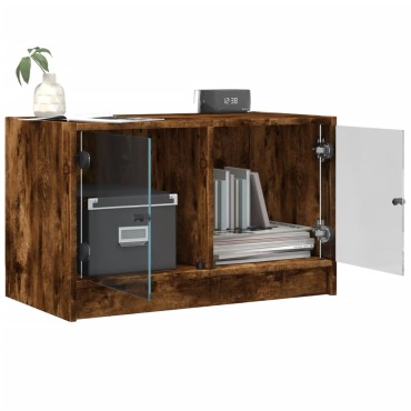 vidaXL Βοηθητικό Ντουλάπι Καπνιστή Δρυς 68x37x42cm Γυάλινες Πόρτες