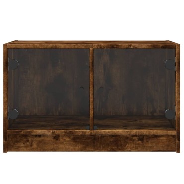 vidaXL Βοηθητικό Ντουλάπι Καπνιστή Δρυς 68x37x42cm Γυάλινες Πόρτες