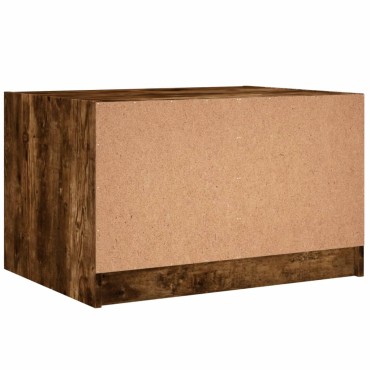 vidaXL Τραπεζάκι Σαλονιού Καπνιστή Δρυς 68x50x42cm με Γυάλινες Πόρτες 1 τεμ.