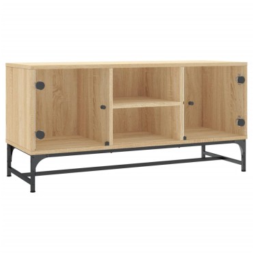 vidaXL Έπιπλο Τηλεόρασης Sonoma Δρυς 102x37x50cm με Γυάλινες Πόρτες