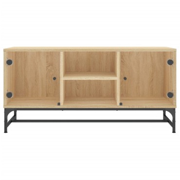 vidaXL Έπιπλο Τηλεόρασης Sonoma Δρυς 102x37x50cm με Γυάλινες Πόρτες