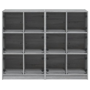 vidaXL Βιβλιοθήκη με Πόρτες Γκρι Sonoma 136x37x109cm Επεξ. Ξύλο 1 τεμ.