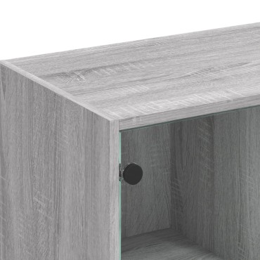 vidaXL Βιβλιοθήκη με Πόρτες Γκρι Sonoma 136x37x109cm Επεξ. Ξύλο 1 τεμ.