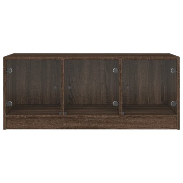 vidaXL Τραπεζάκι Σαλονιού Καφέ Δρυς 102x50x42cm με Γυάλινες Πόρτες 1 τεμ.