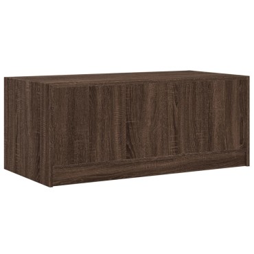 vidaXL Τραπεζάκι Σαλονιού Καφέ Δρυς 102x50x42cm με Γυάλινες Πόρτες 1 τεμ.