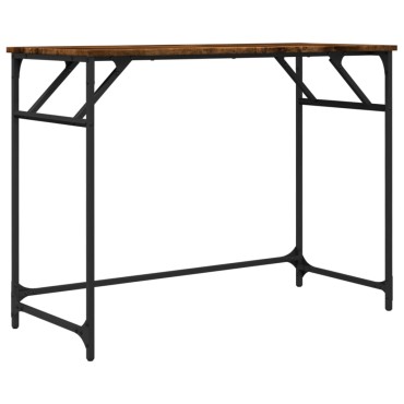 vidaXL Γραφείο Καπ. Δρυς 100x45x76cm Επ. Ξύλο/Ατσάλι Ηλ. Βαφή Πούδρας 1 τεμ.