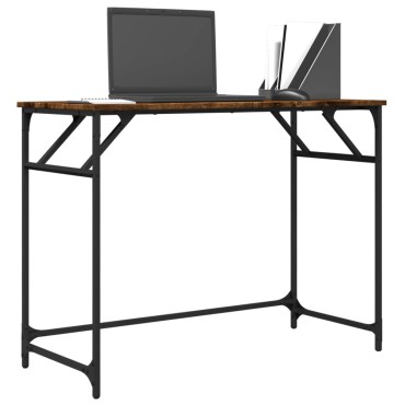 vidaXL Γραφείο Καπ. Δρυς 100x45x76cm Επ. Ξύλο/Ατσάλι Ηλ. Βαφή Πούδρας 1 τεμ.