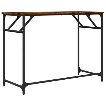 vidaXL Γραφείο Καπ. Δρυς 100x45x76cm Επ. Ξύλο/Ατσάλι Ηλ. Βαφή Πούδρας 1 τεμ.
