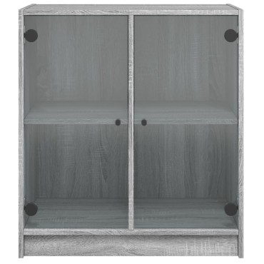 vidaXL Βοηθητικό Ντουλάπι Sonoma Γκρι 68x37x75,5cm με Γυάλινες Πόρτες 1 τεμ.