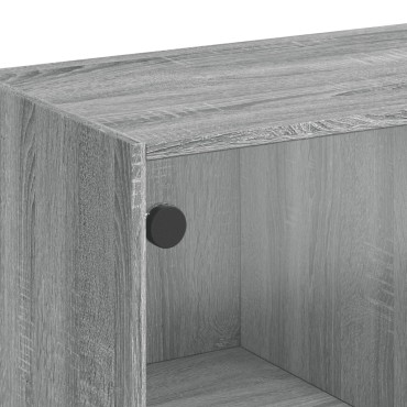 vidaXL Βοηθητικό Ντουλάπι Sonoma Γκρι 68x37x75,5cm με Γυάλινες Πόρτες 1 τεμ.