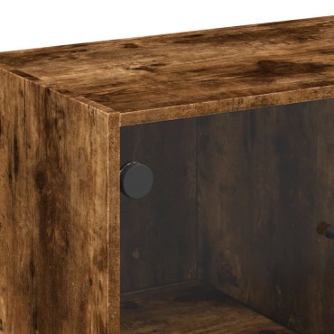 vidaXL Βοηθητικό Ντουλάπι Καπνιστή Δρυς 68x37x75,5cm Γυάλινες Πόρτες 1 τεμ.