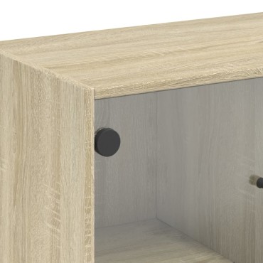 vidaXL Βοηθητικό Ντουλάπι Sonoma Δρυς 68x37x75,5cm με Γυάλινες Πόρτες 1 τεμ.