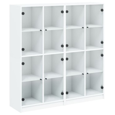 vidaXL Βιβλιοθήκη με Πόρτες Λευκή 136x37x142cm από Επεξεργ. Ξύλο 1 τεμ.