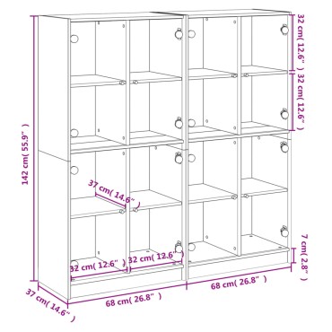 vidaXL Βιβλιοθήκη με Πόρτες Λευκή 136x37x142cm από Επεξεργ. Ξύλο 1 τεμ.