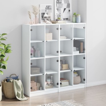 vidaXL Βιβλιοθήκη με Πόρτες Λευκή 136x37x142cm από Επεξεργ. Ξύλο 1 τεμ.