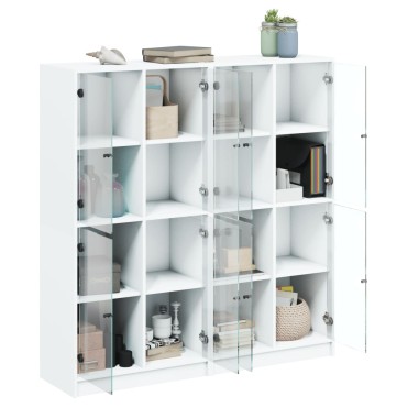 vidaXL Βιβλιοθήκη με Πόρτες Λευκή 136x37x142cm από Επεξεργ. Ξύλο 1 τεμ.