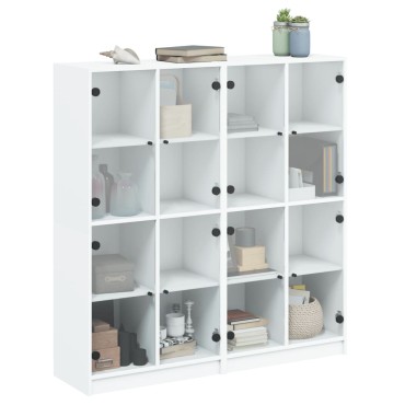 vidaXL Βιβλιοθήκη με Πόρτες Λευκή 136x37x142cm από Επεξεργ. Ξύλο 1 τεμ.