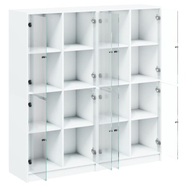 vidaXL Βιβλιοθήκη με Πόρτες Λευκή 136x37x142cm από Επεξεργ. Ξύλο 1 τεμ.