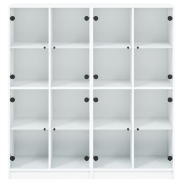 vidaXL Βιβλιοθήκη με Πόρτες Λευκή 136x37x142cm από Επεξεργ. Ξύλο 1 τεμ.