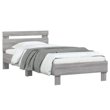 vidaXL Πλαίσιο Κρεβατιού με Κεφαλάρι Γκρι Sonoma 75x190 εκ. Επεξ. Ξύλο