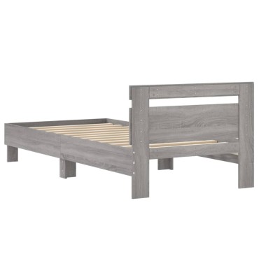 vidaXL Πλαίσιο Κρεβατιού με Κεφαλάρι Γκρι Sonoma 75x190 εκ. Επεξ. Ξύλο